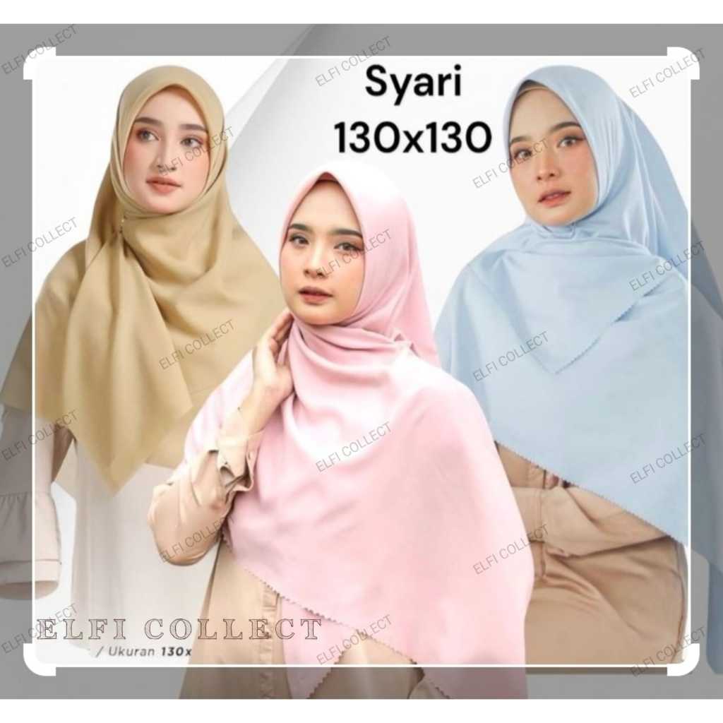 Hijab Segi empat Voal Syari 130x130 / Jilbab Voal Premium Syar'i 130X130 / kerudung / Elfi Collect