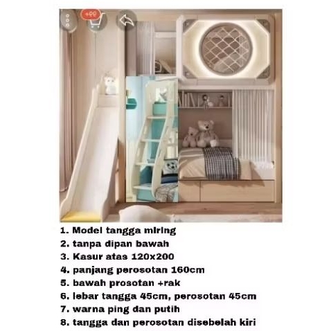 Tempat Tidur Tingkat Perosotan Anak