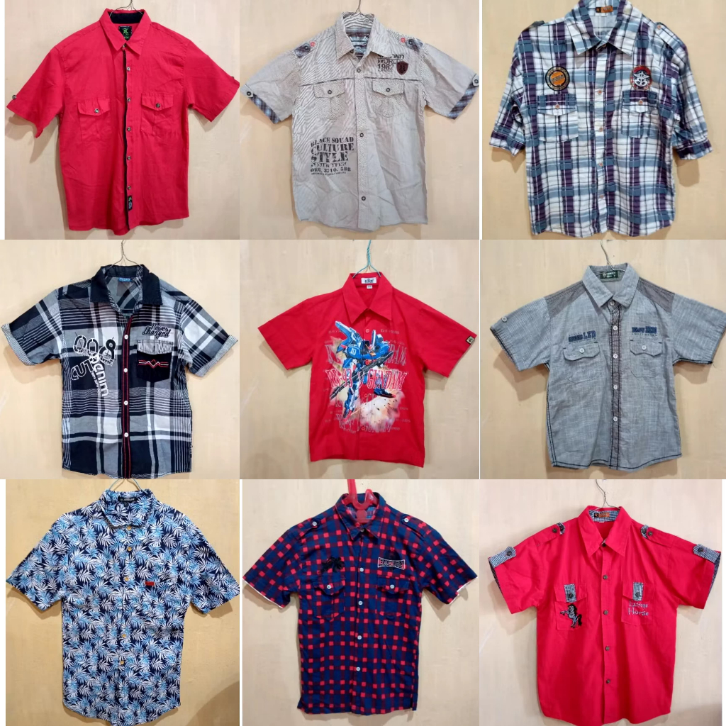 Atasan Kemeja Laki Anak Kaos Baju Preloved Seperti Baru Pribadi Celana Cantik Short Sleeve Murah Per