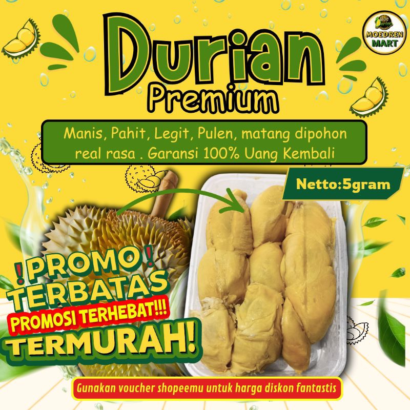 

Durian kupas Premium Bervariasi Lengkap Berat 500gram