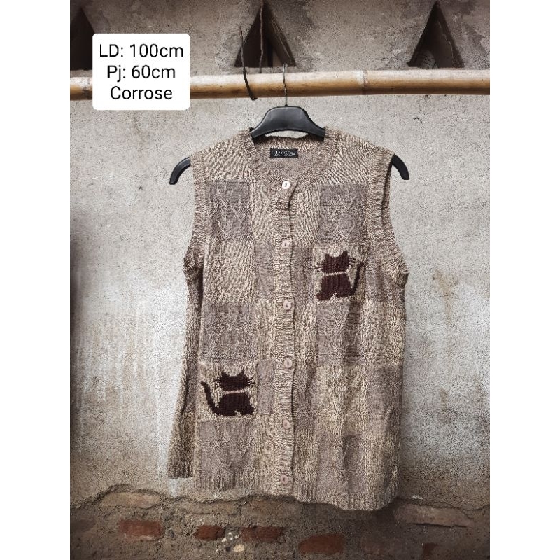 vest rajut motif kucing meong