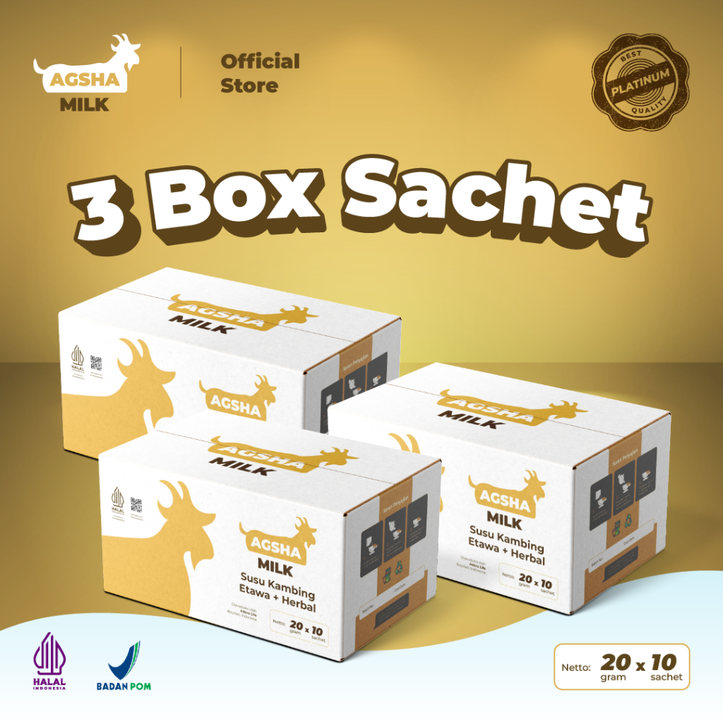 

Agsha Milk Susu Kambing Etawa Full Cream Paket 3 Box (1 Box isi 10) | Original 100% Murni Bubuk