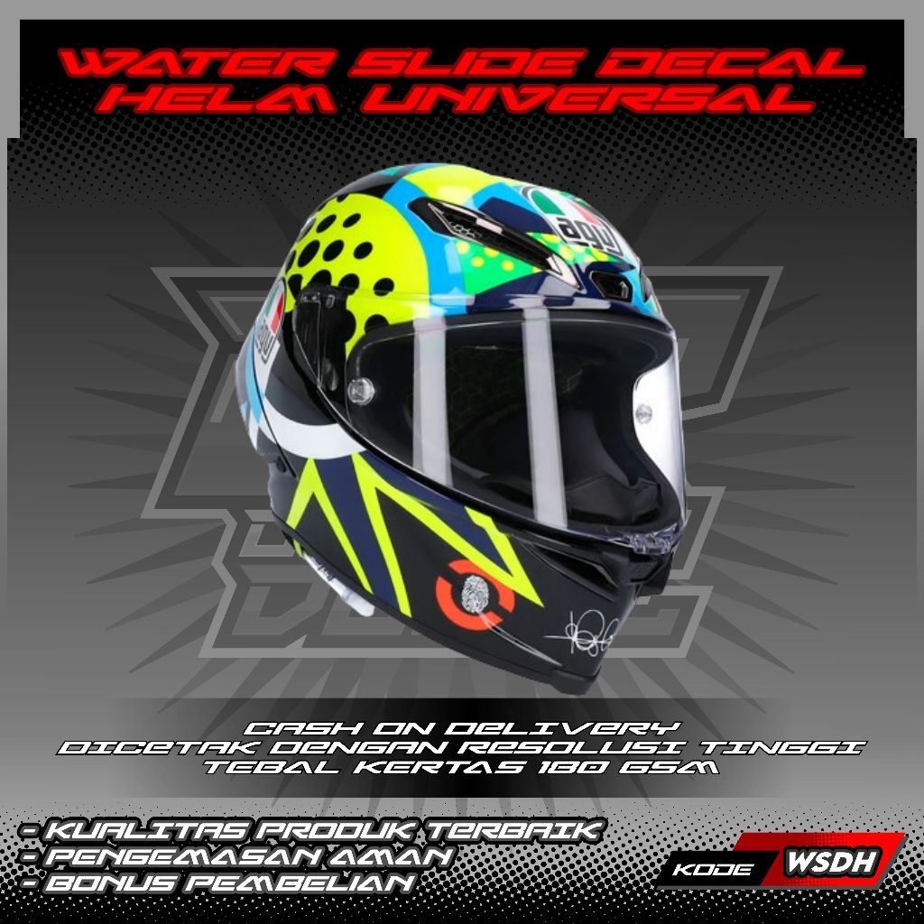 WATER SLIDE DECAL HELM UNIVERSAL MOTIF ROSSI 46 WINTER TEST 2020 | WATER SLIDE DECAL HELM