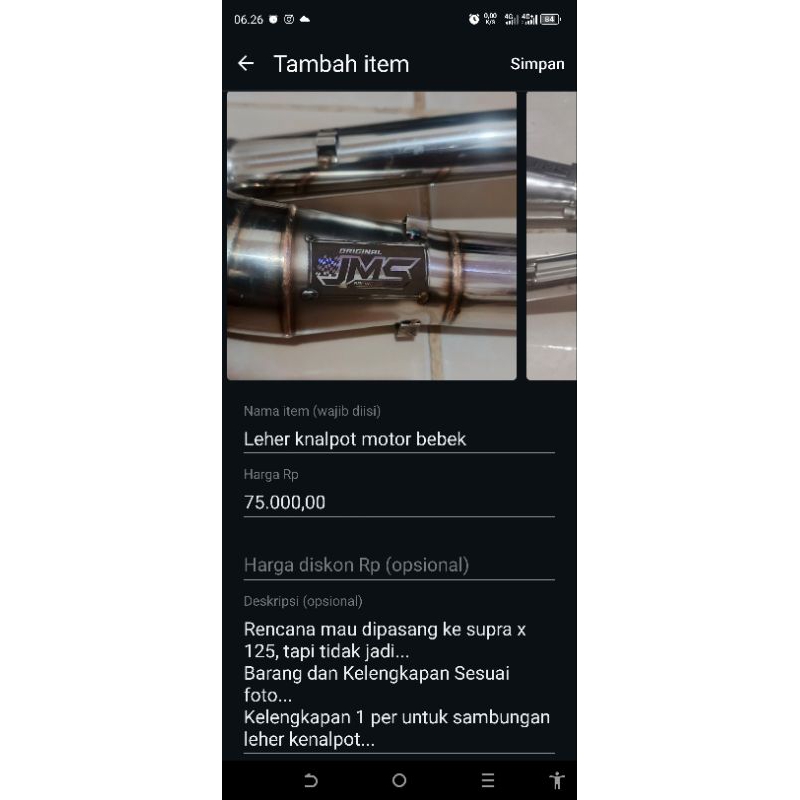 Leher knalpot bebek honda