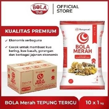 

Tepung terigu Bola merah 1 dus isi 1 kg x 10