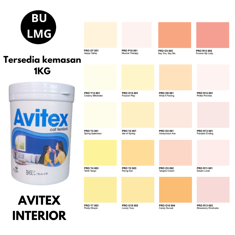 AVITEX 1KG TINTING | Cat Tembok, Plafon Interior Berkualitas | Bisa Request Warna (Avitex Tinting et
