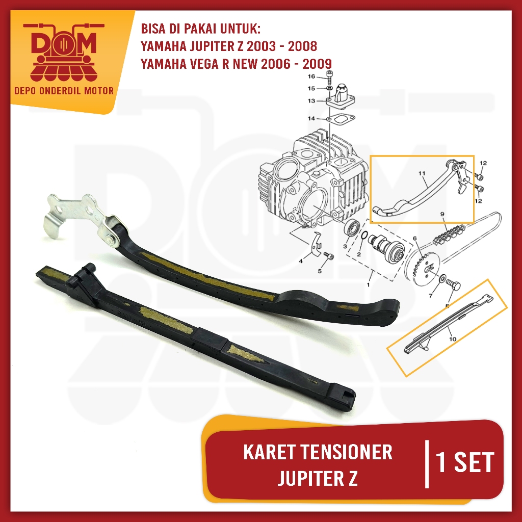 Karet Tensioner Jupiter Z (KAGAYAKU) Lidah Karet Bantalan Rantai Keteng Kamrat Yamaha Vega R New