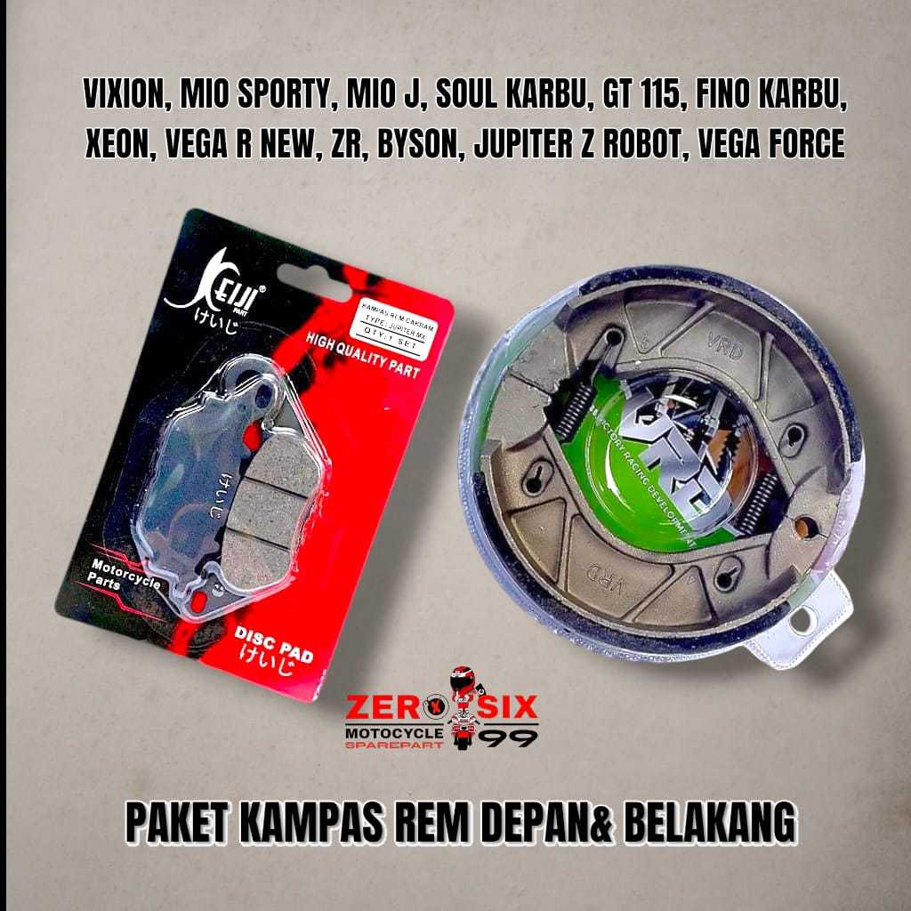 PAKET [ 1 SET ] KAMPAS REM CAKRAM DEPAN & BELAKANG YAMAHA  [ VRD - KEIJI ] - VIXION , MIO SPORTY , M