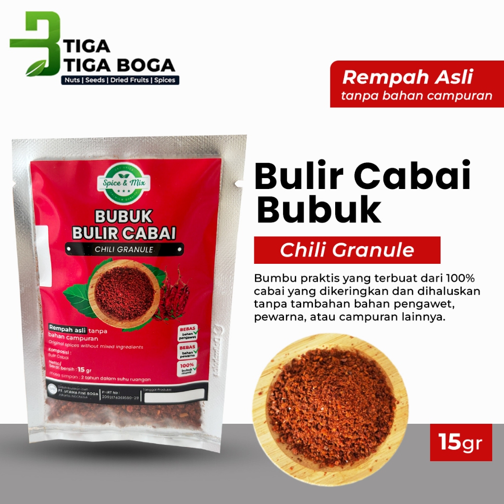 

Bulir Cabai Bubuk / Chili Granule Spice & Mix