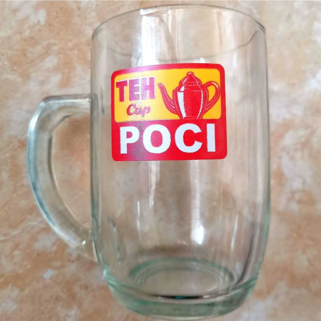 gelas beling teh poci cangkir mug gagang tebal kaca ASLI 100%