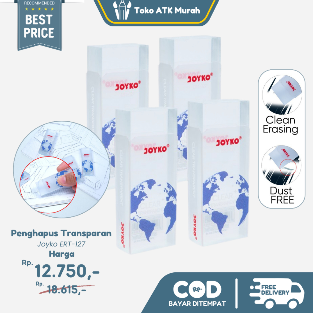 

Penghapus Joyko ERT-127 Transparan Eraser Clear Transparent