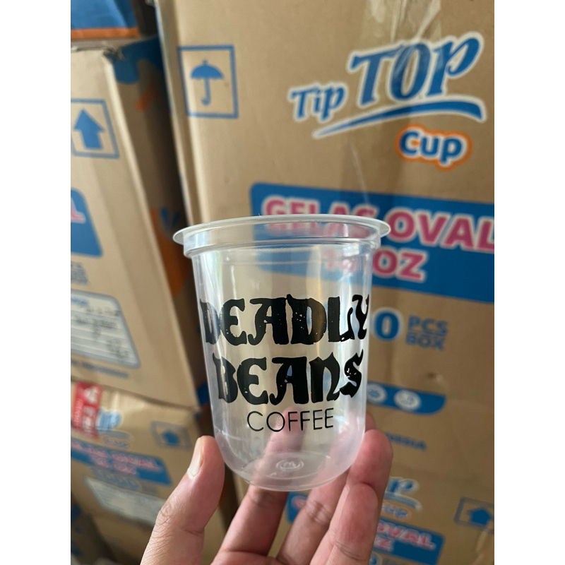 SABLON GELAS CUP PLASTIK 12oz OVAL PRINTING