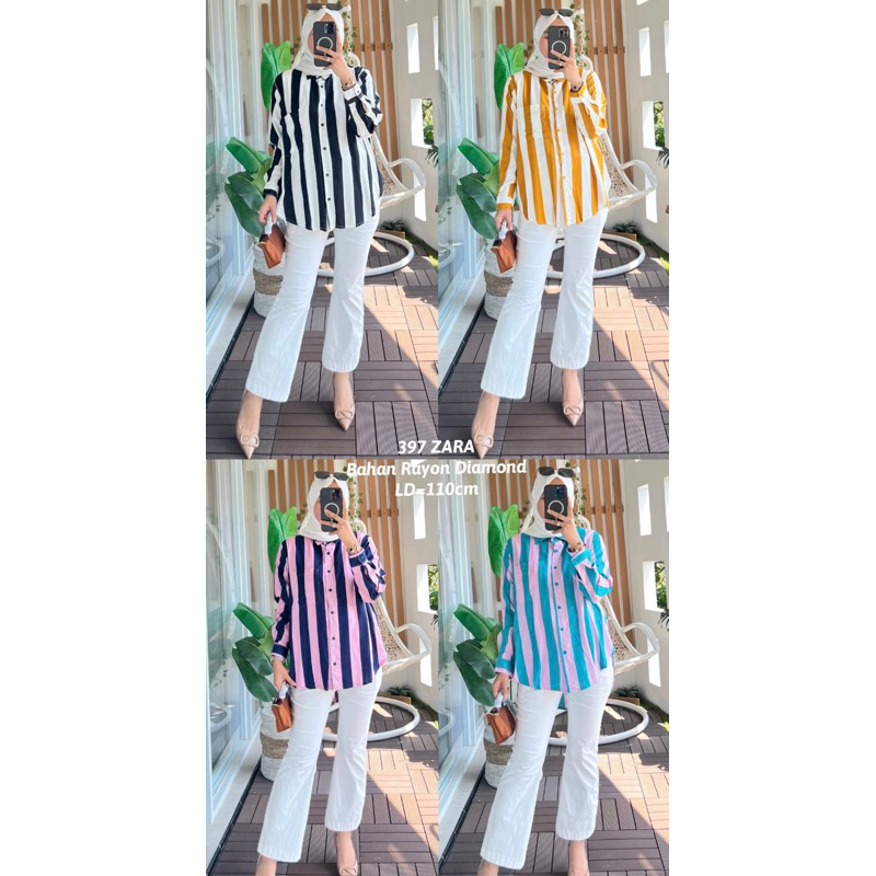 Tunik 5563/3 - Baju Jalan wanita Murah - Kemeja Salur Sale - Baju Jalan Wanita - Atasan Tunik Polos