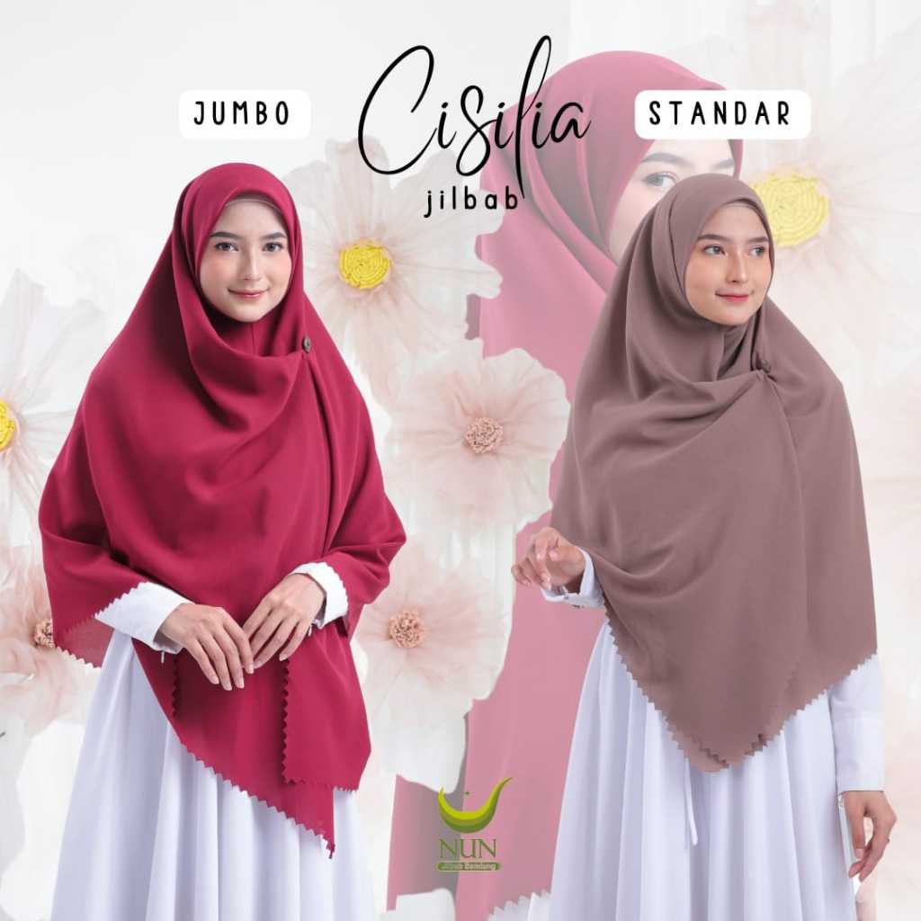 Jilbab Cisilia NUN JILBAB / Segiempat instan kancing non pet / segiempat instan 130