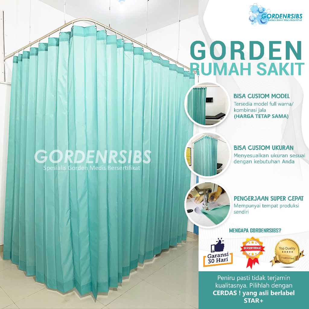 SEKAT RUANGAN DENGAN TIRAI-GORDEN BAHAN POLYESTER-PEMBATAS RUANG PASIEN
