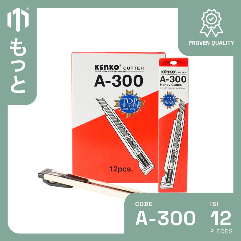 

Kenko Cutter A-300 - 9mm Blade - Pemotong Kertas - 1 Box Isi 12 Pack