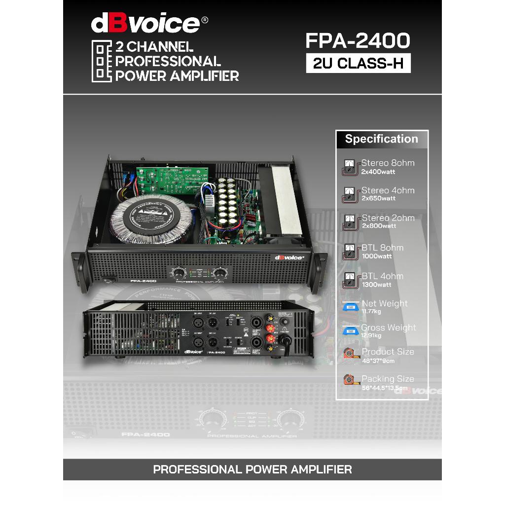 Power Amplifier DB VOICE FPA2400 DB VOICE FPA 2400 Power Ampli 2 Channel DBVOICE FPA-2400 DBVOICE FP