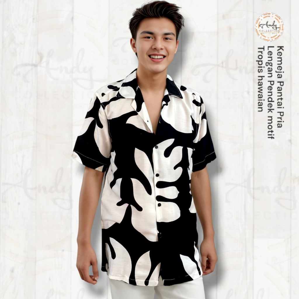 Kemeja Pria Lengan Pendek Motif Bunga | Baju Santai Kemeja Pantai Floral Unisex Bahan Adem & Nyaman