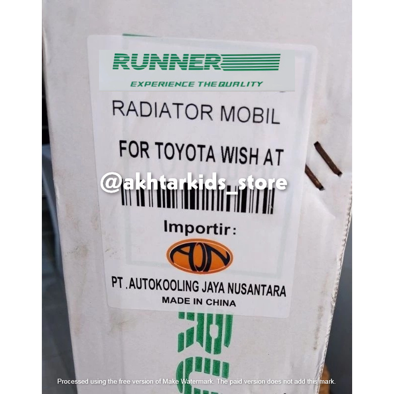 Radiator Toyota Wish Matic Runner