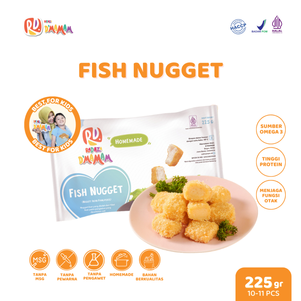 

D'MAMAM Fish Nugget 225g Nugget Ikan Pangasius Anak MPASI Homemade Dairy Free HACCP BPOM HALAL