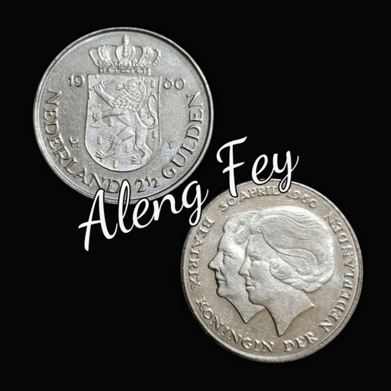 koin asing Belanda 2,5 Gulden Beatrix