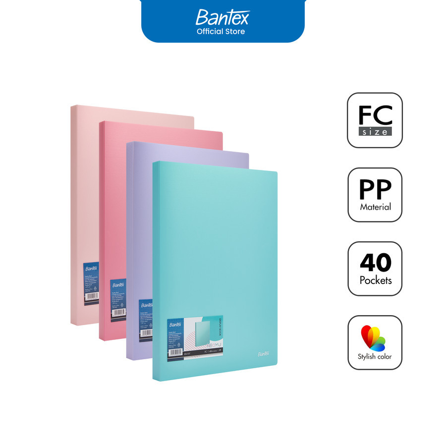 

Bantex Clear Holder / Display Book 40 Pocket Bahan PP Anti-Static Warna Pastel # BF4107