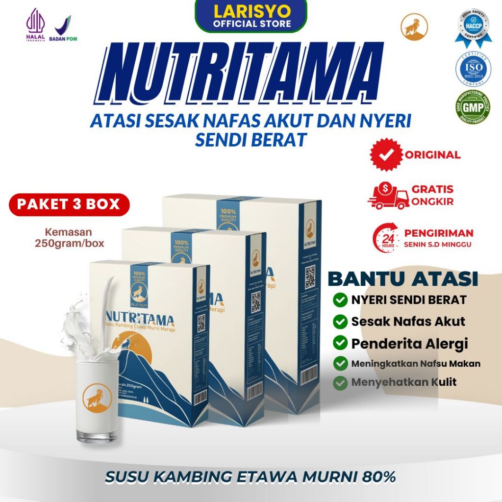 

(Kemasan box) Nutritama Platinum Susu Bubuk Kambing Etawa Kemasan paket 3 Box