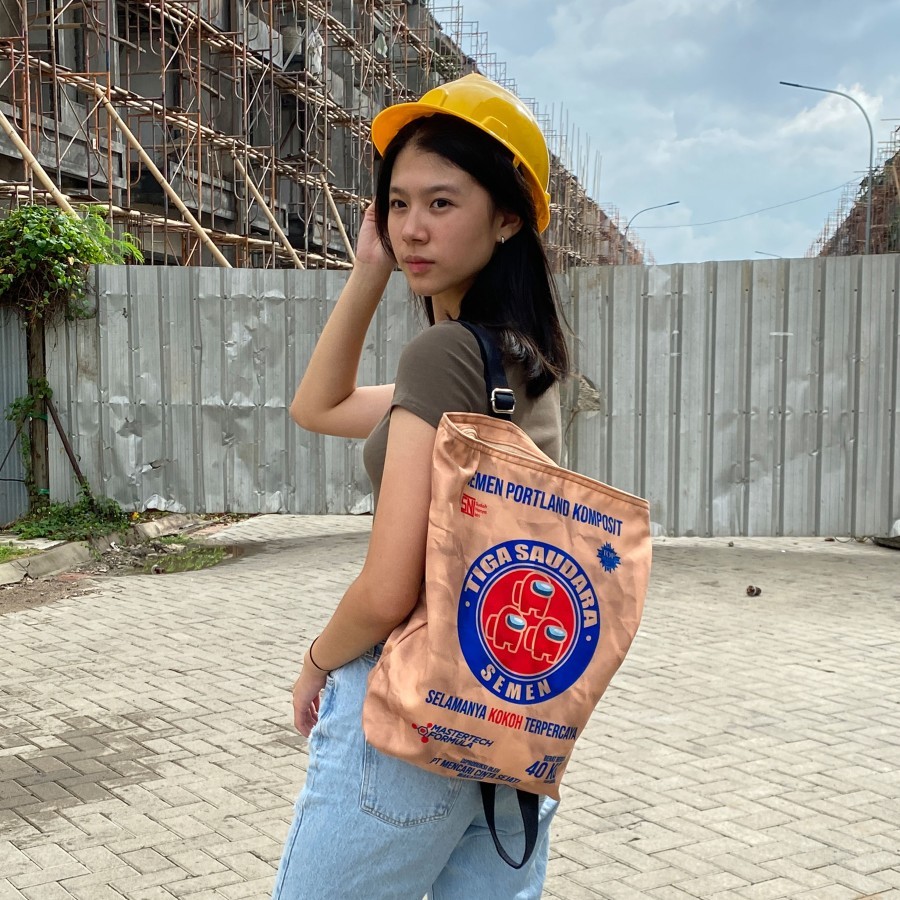 Tas Ransel Karung Semen Cosplay Tukang Bangunan Sales Properti Rumah hadiah kado lucu unik murah