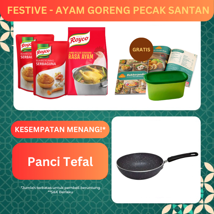 Festive - Ayam Goreng Pecak Santan (Royco Bumbu Kuning (X2) + Royco Ayam 1kg + Buku Resep Accordion 