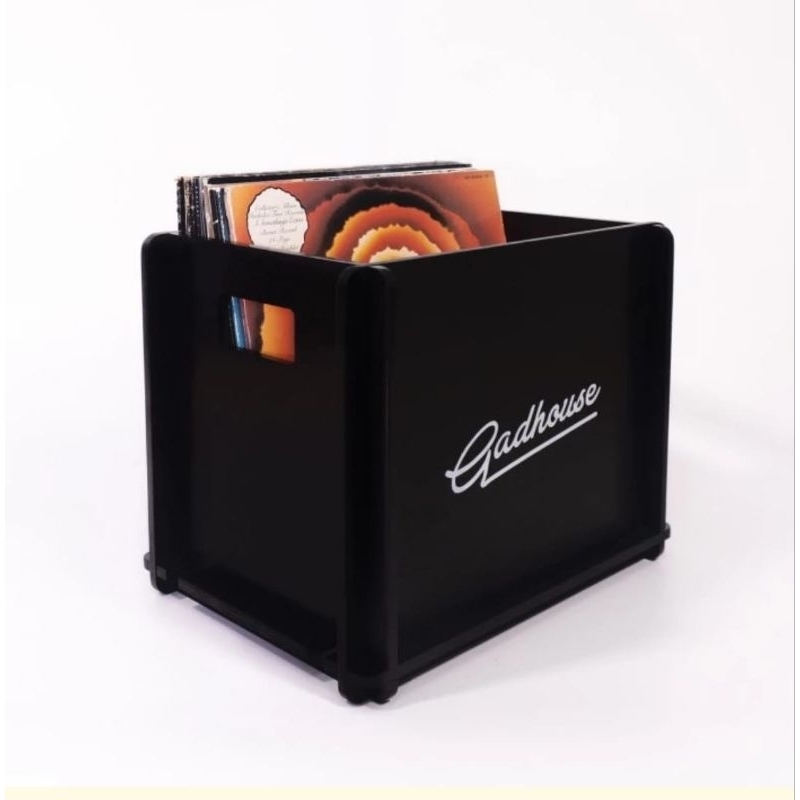Rak penyimpanan piringan hitam viny GADHOUSEl storage crate kayu hitam