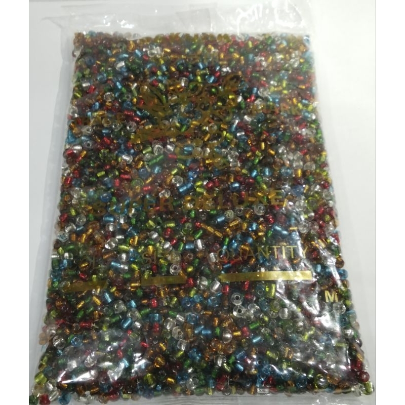 (PER PON) Mote Pasir/Mote MIX KACA 6/0(4mm)Pasiran Mix payet