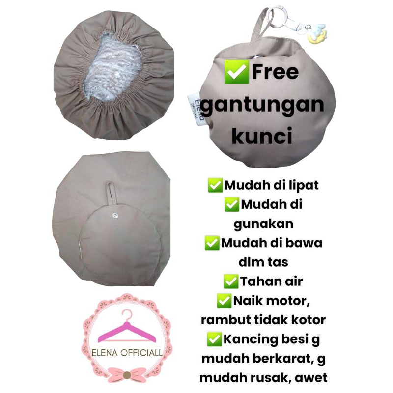 Hair Cap Penutup Kepala Helm Motor Ojek Ojol Pelindung Rambut Tutup Rambut Tutup Rambut Motoran