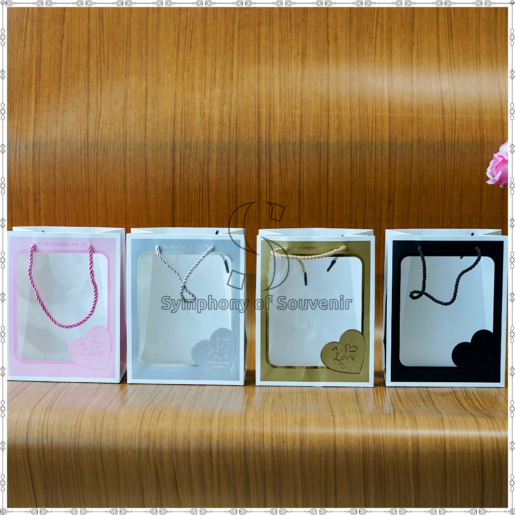 

Paper Bag Mika Transparant Love Tas hadiah Tas Hampers Goodie Bag Tas Serbaguna Shopping Bag