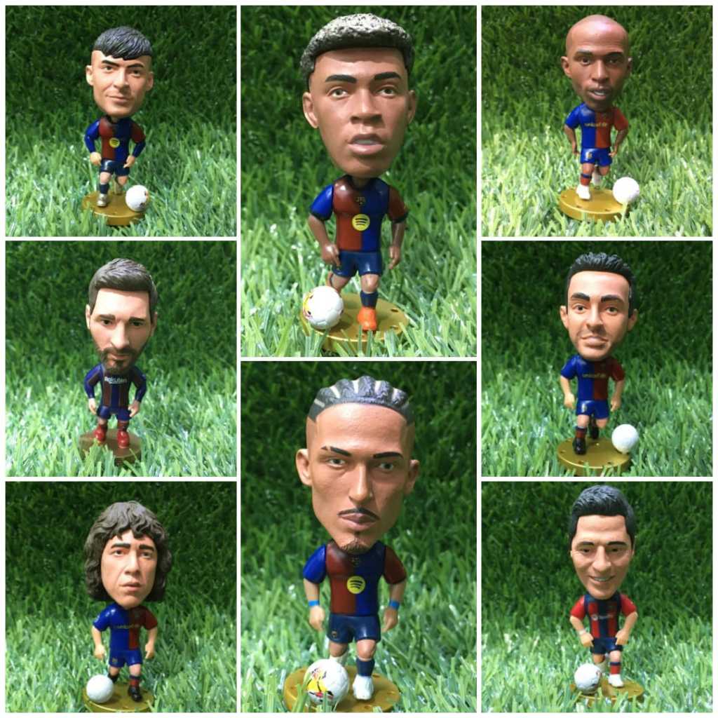 Figure miniatur pemain bola Soccerwe kodoto messi Lewandowski suarez valdes Lamine Yamal Xavi Henry 