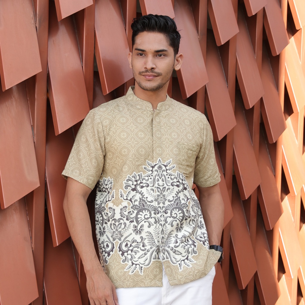 Hadinata Batik Pria Kemeja Pendek Koko Dobby Zeki Zahra Raya Series
