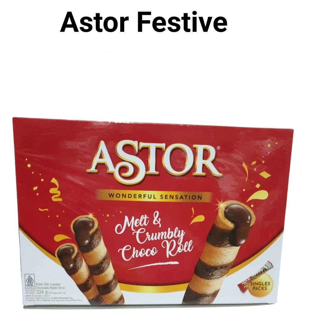 

Biskuit Wafer Stick Roll ASTOR 224 Gr Festive Special Lebaran Edition Hampers Kue Biskuit