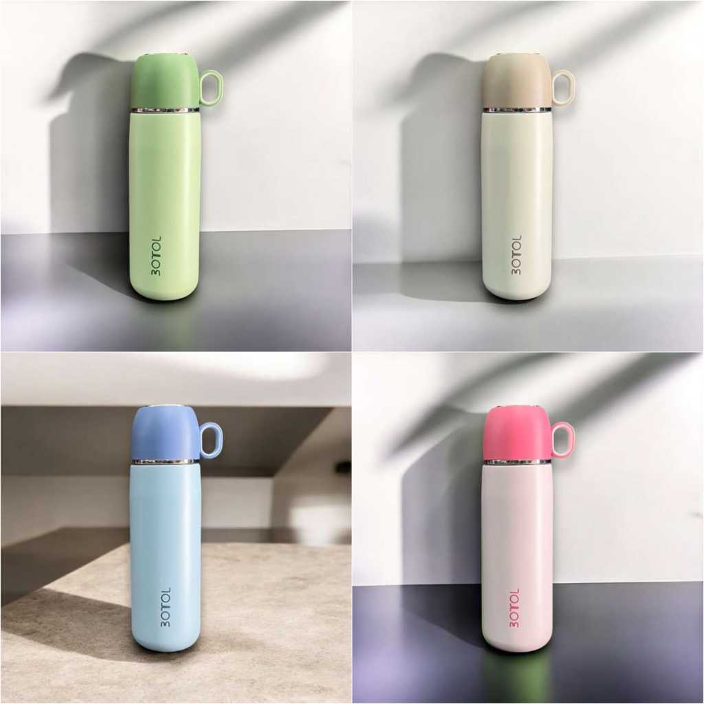 THERMOS KOPI STAINLESS TERMOS BOTOL BUBBLES 400ML ADA CANGKIR PENUTUP TAHAN PANAS DAN DINGIN