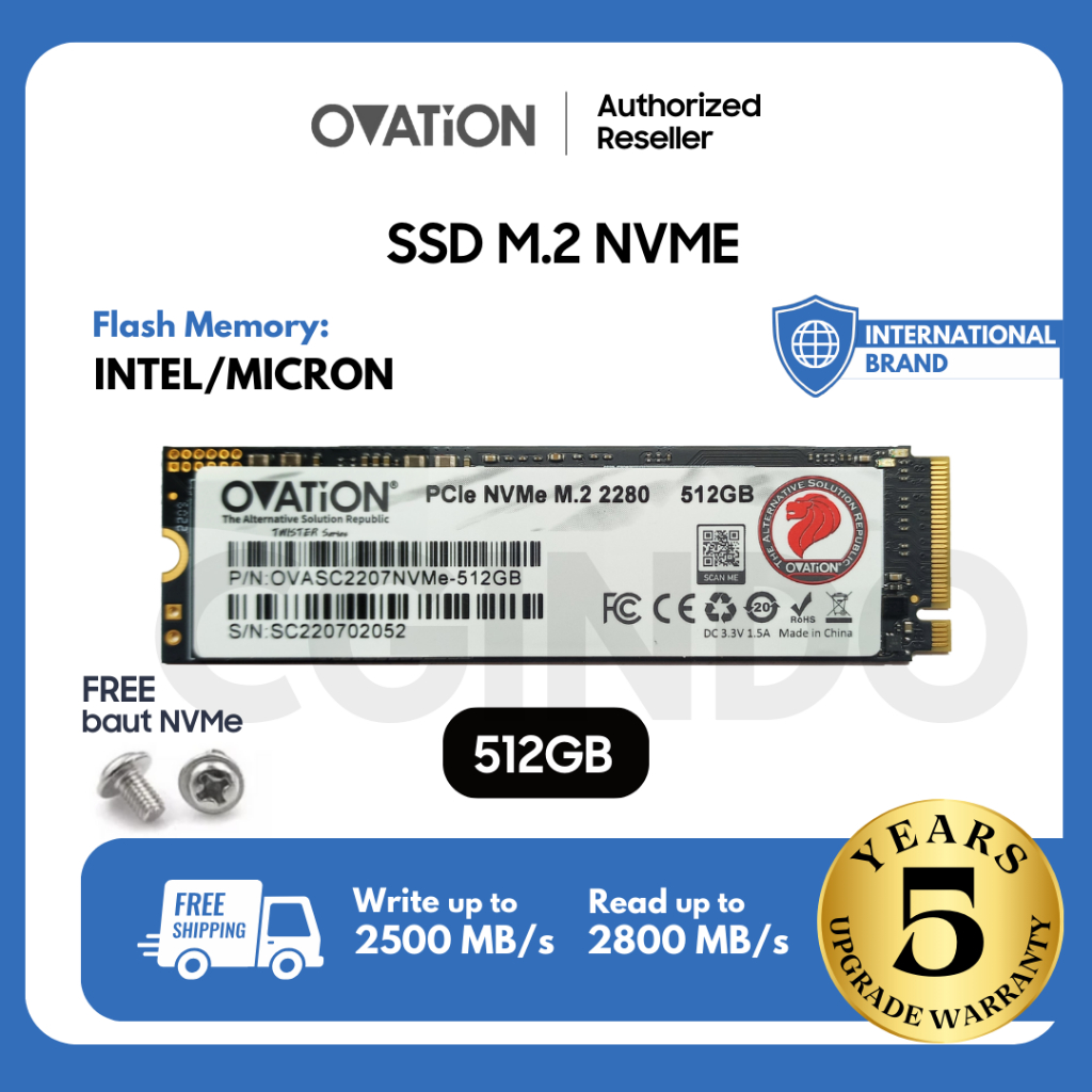 OVATION SSD M2 NVME 512GB M.2 PCIe NVMe 2280 PCIe Gen3 M2NVME 512 GB Support Black Myth Wukong - Gar