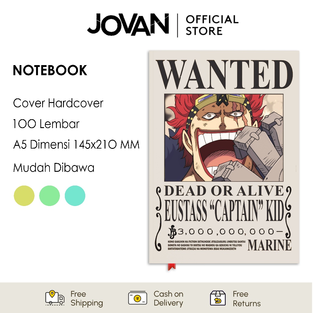 

Notebook Hardcover Custom Eustass Kidd Wanted Poster One Piece Buku Tulis Catatan Note Agenda Planner Jurnal Diary Notebook Anime