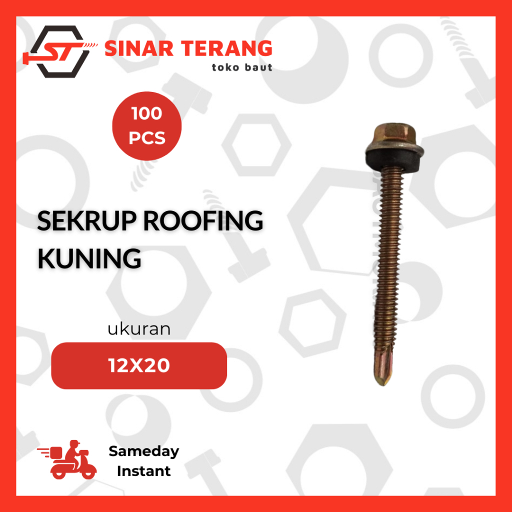Sekrup Roofing Kuning 12x20 MOONLION | Baut Baud Ruping Lion 2cm