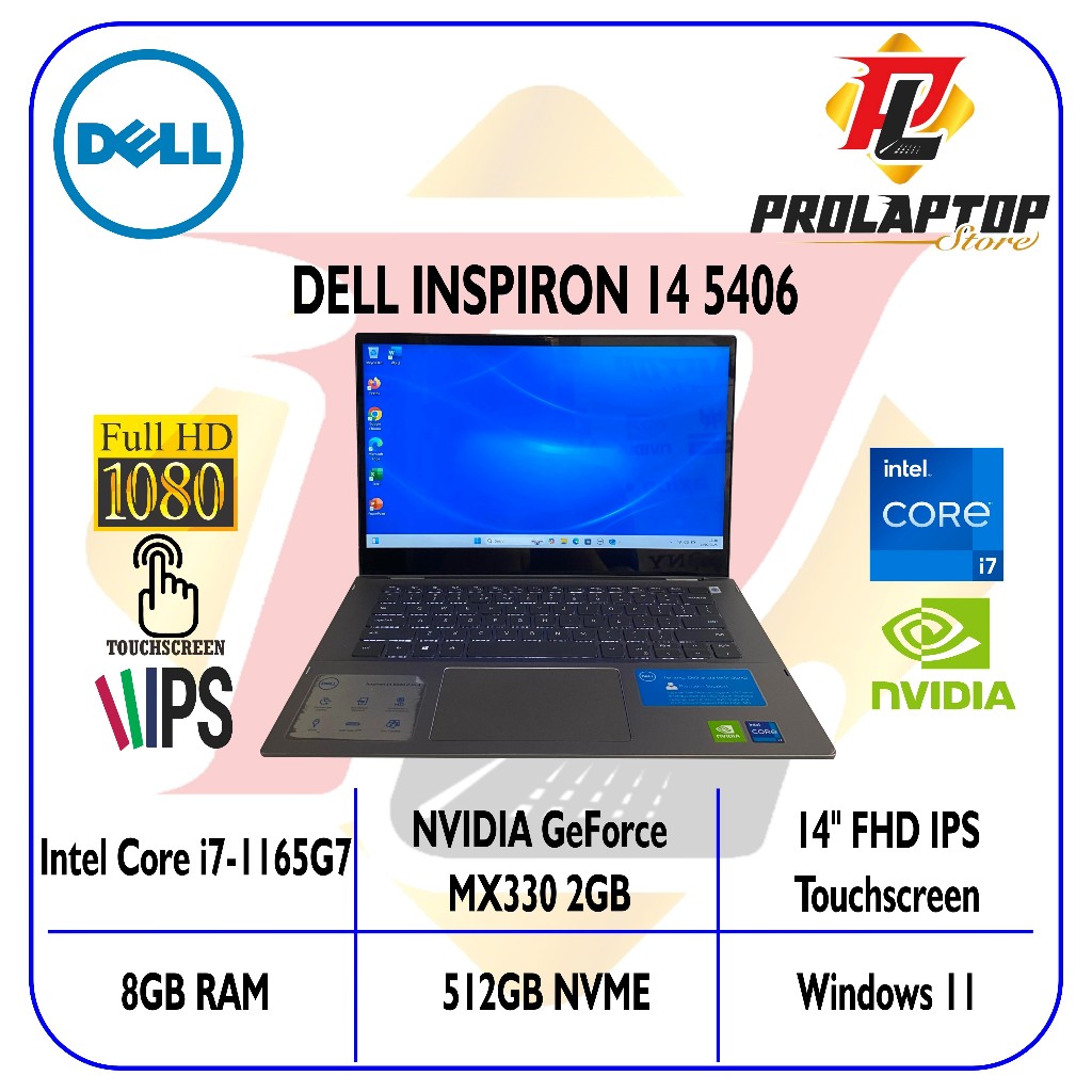 Dell Inspiron 14 5406 2 in 1 Intel Core i7-1165G7 NVIDIA MX330 RAM 8GB SSD NVME 512GB