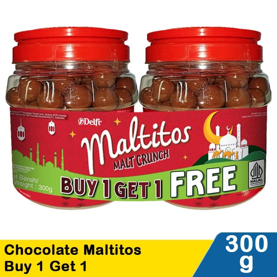 

DELFI MALTITOS EDISI LEBARAN BUY 1 GET 1 ISI 2 TOPLES X 275 GRAM SNACK PREMIUM COKLAT