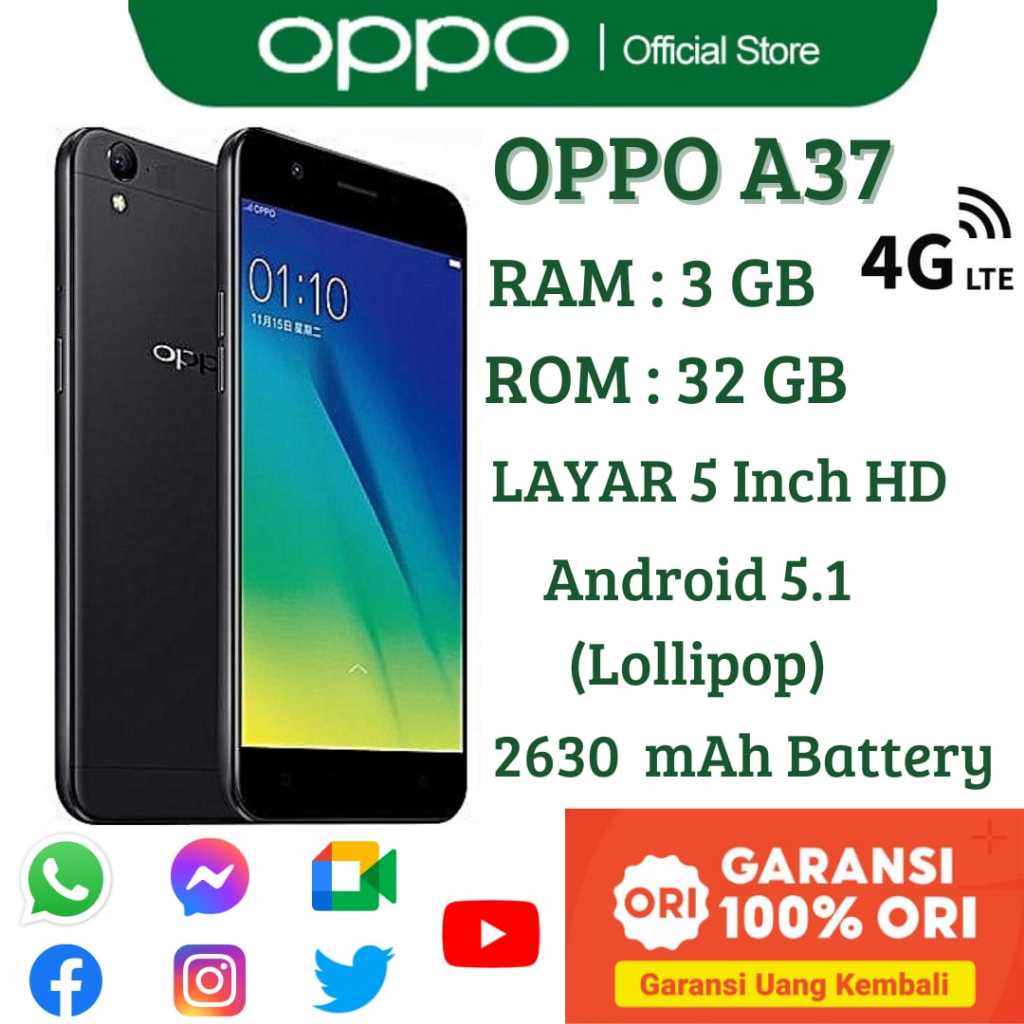 OPPO A37 RAM 3+32GB Garansi Toko 1 Tahun