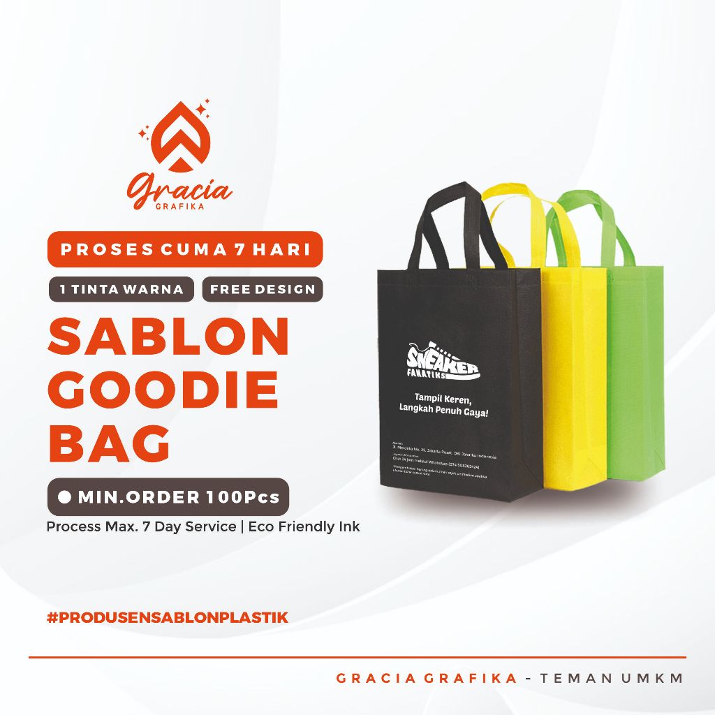 

Gracia Grafika - SABLON GOODIE BAG SPUNBOND TAS BELANJA OLSHOP