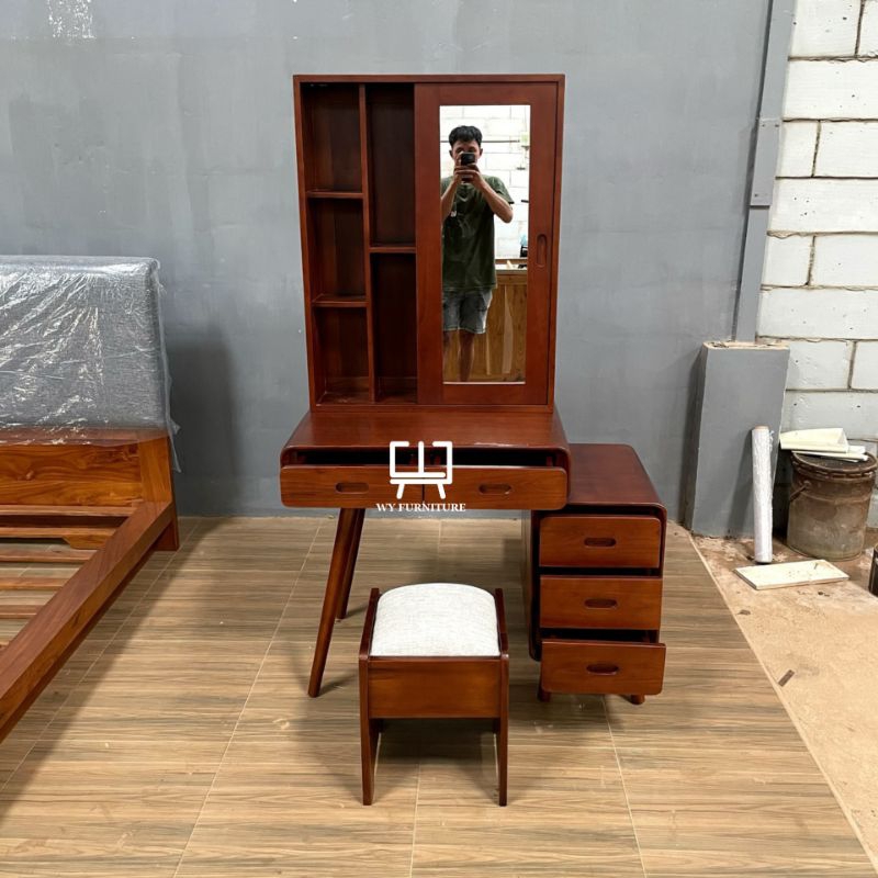 meja rias retro minimalis kayu jati, meja rias kayu jati