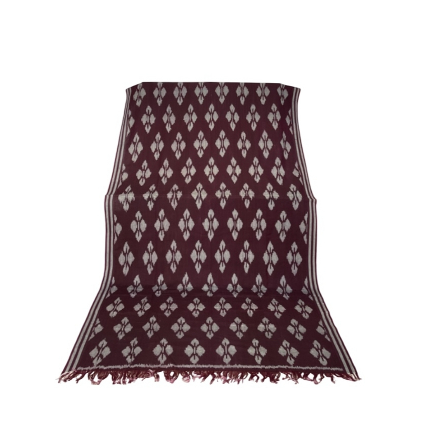 Kain Tenun Blanket Tenun Troso Kain Tenun Jepara Tenun Etnik Warna Merah Motif Daun