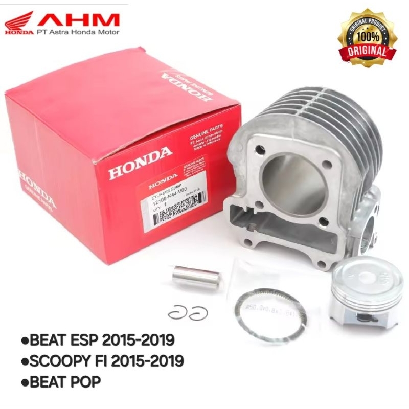 BLOK BLOCK SEHER KOMPLIT + PISTON KIT BEAT POP BEAT ESP 2015-2019 SCOOPY FI 2015-2019 ORIGINAL AHM