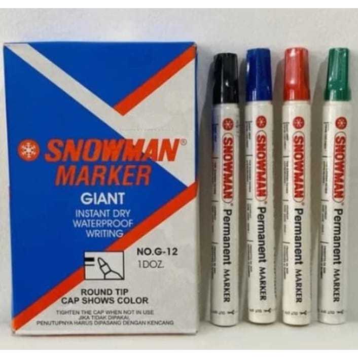 

(1 Pcs) Spidol Permanent Marker Snowman (Hitam, Biru, Merah)