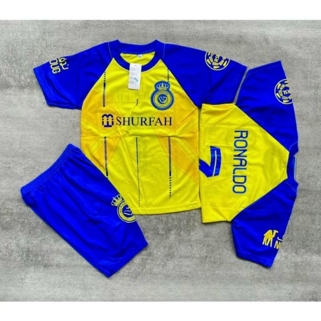 SETELAN AL NASSR TERBARU / SET BAJU BOLA ANAK LAKI LAKI TERMURAH / KAOS BOLA AL NASSR TERBARU