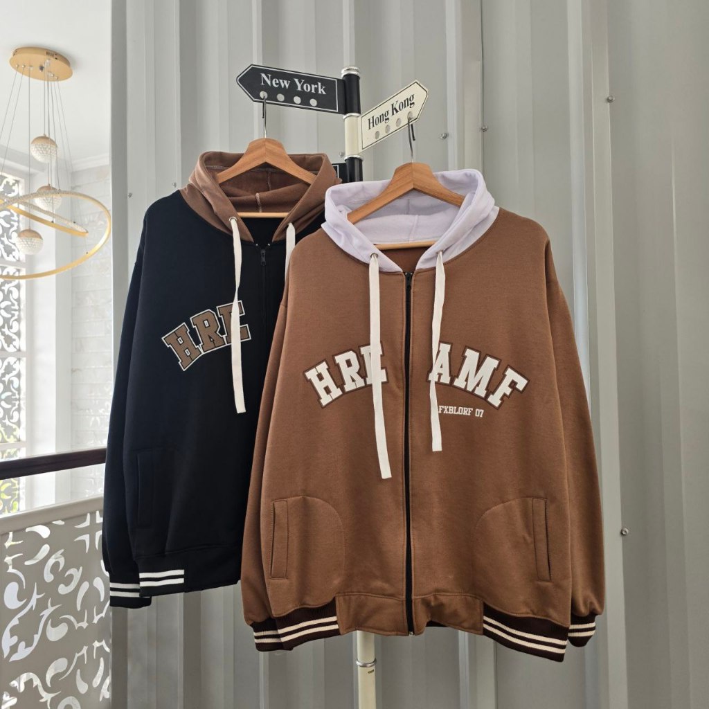 (isi2pcs) Jaket Couple Pasangan Terbaru 2025 | Hoodie Couple Hitam Dan Cokelat | Atasan Pria Wanita